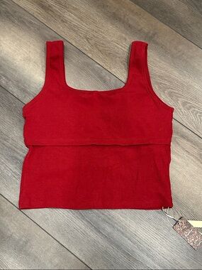 Red Square-Neck Tank Top